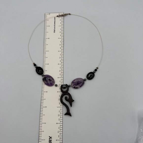 Unique Genuine Amethyst and Tourmaline Stone Beaded Tribal Pendant Necklace - Picture 6 of 10